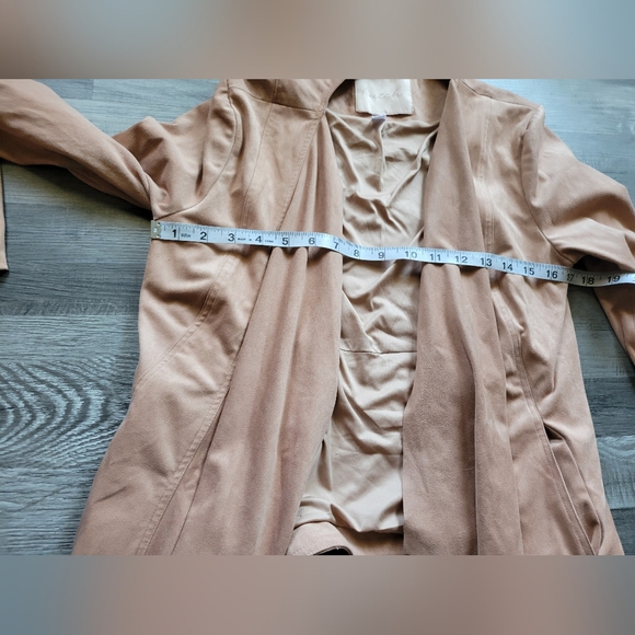 Anthropologie Hutch Peach Beige Faux Suede Draped Flyaway Jacket Small - Picture 6 of 8